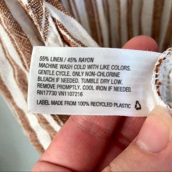 Striped Tan Jumpsuit - Picture 6 of 6